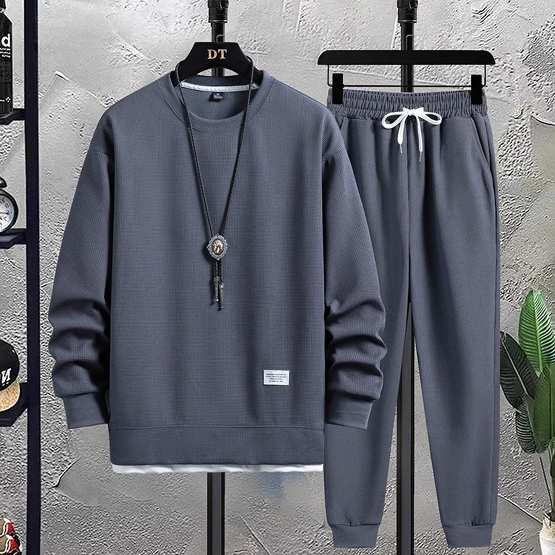 Two-Piece Set - Men's Co Ord Loose Fit Leisure Jogger Sweatshirt Set-Fashion Men Tracksuit All-year-Chaps London-Blue-M-Chaps London