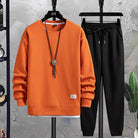 Two-Piece Set - Men's Co Ord Loose Fit Leisure Jogger Sweatshirt Set-Fashion Men Tracksuit All-year-Chaps London-Orange-Black-M-Chaps London