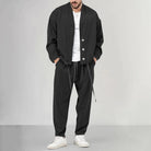 Two-Piece Set - Men's Overshirt and Sweatpants Co-Ord Set-2 piece set-Chaps London-Black-M-Chaps London