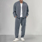 Two-Piece Set - Men's Overshirt and Sweatpants Co-Ord Set-2 piece set-Chaps London-Dark Gray-M-Chaps London
