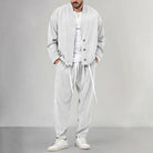 Two-Piece Set - Men's Overshirt and Sweatpants Co-Ord Set-2 piece set-Chaps London-White-M-Chaps London