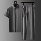 Two-Piece Set | Short Sleeve | Polo Shirt | Co-Ord Set | Men's Clothing-Chaps London-Anthracite-M-Chaps London