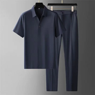 Two-Piece Set | Short Sleeve | Polo Shirt | Co-Ord Set | Men's Clothing-Chaps London-Navy Blue-M-Chaps London