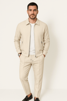 Two-Piece Set - Zip-Up - Co-Ord - Tracksuit - Men's Clothing-Chaps London-Beige-S-Chaps London