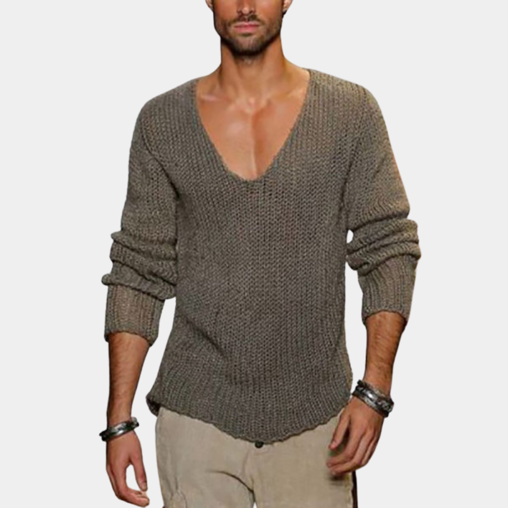 V-Neck Jumper | Long Sleeve | Autumn | Knitted Sweater | Men's Clothing-Chaps London-Chaps London