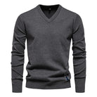 V-Neck Jumper - Men's Classic Casual Long Sleeve Knitted Sweater -Trui man-Chaps London-Gray-S-Chaps London