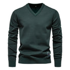 V-Neck Jumper - Men's Classic Casual Long Sleeve Knitted Sweater -Trui man-Chaps London-Green-S-Chaps London