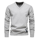 V-Neck Jumper - Men's Classic Casual Long Sleeve Knitted Sweater -Trui man-Chaps London-Light Gray-S-Chaps London