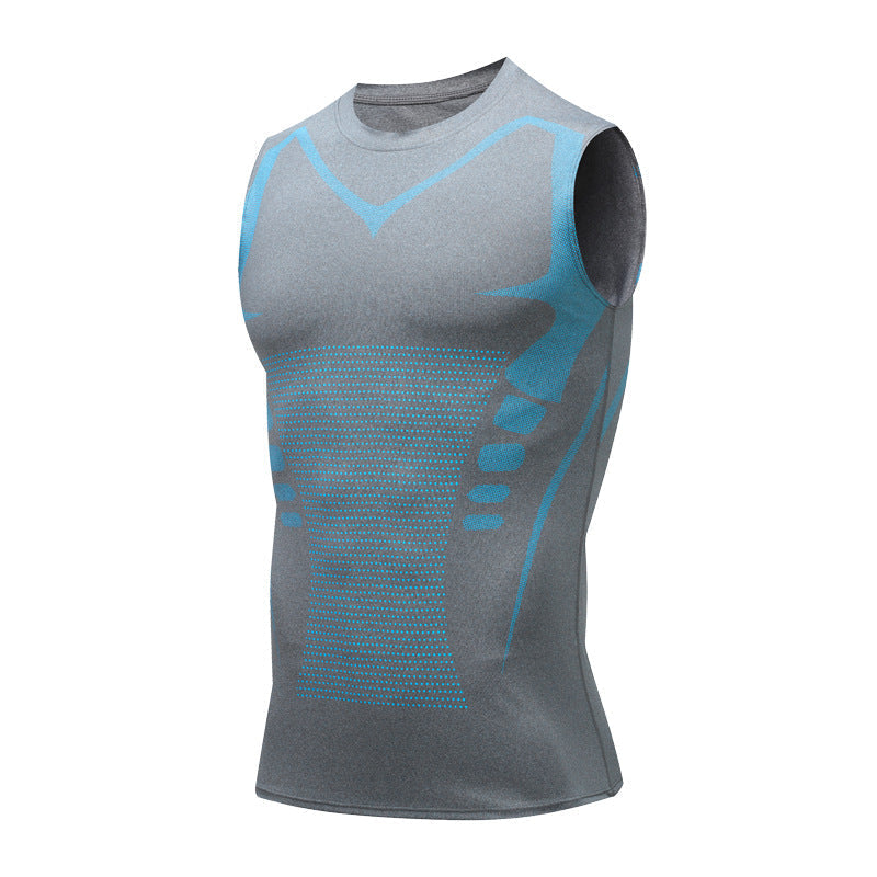 Vest Top - Men's Sleeveless Slim Fit Workout-Men's Top-Chaps London-Grey-XS-Chaps London