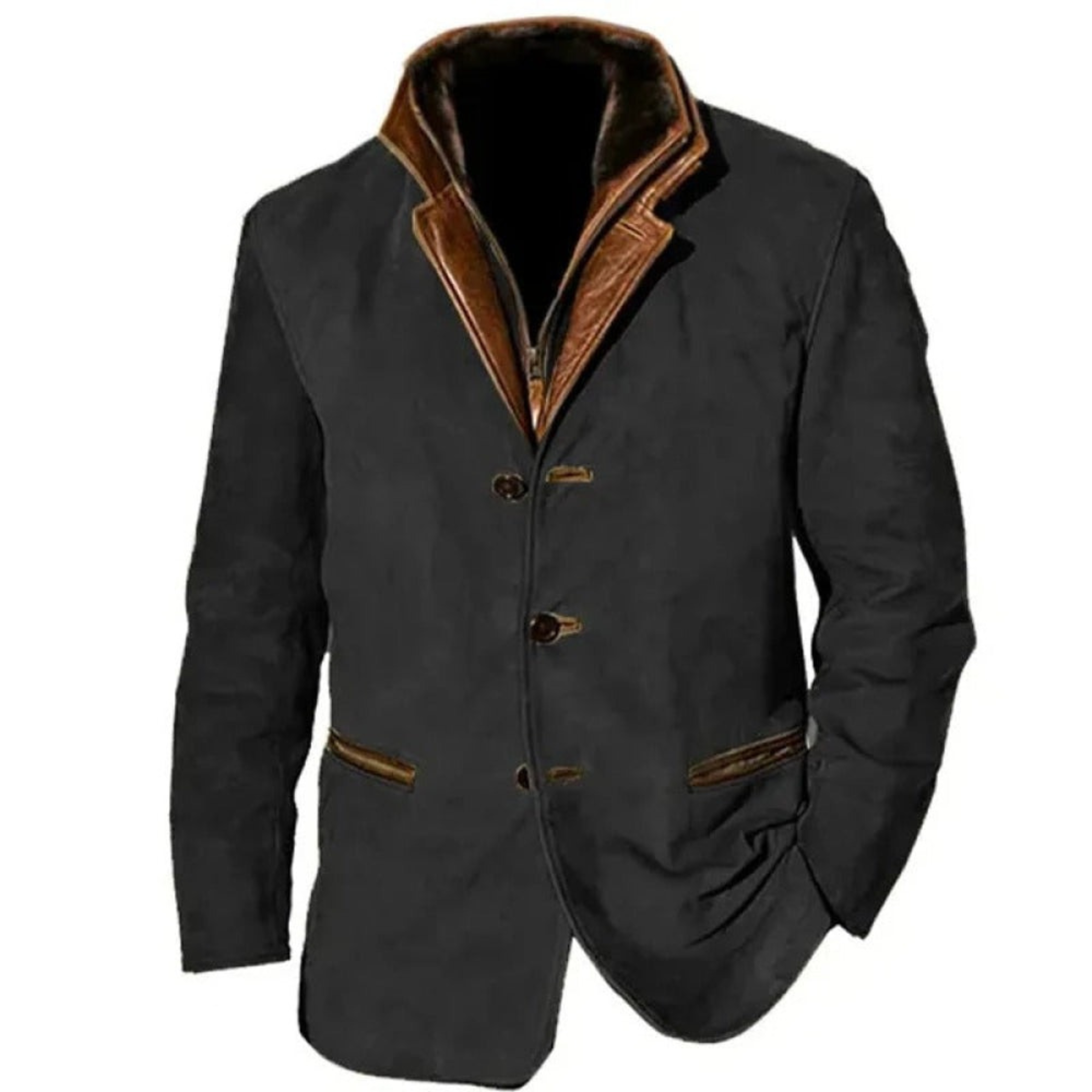 Vintage Jacket | Button-Up | Zip-Up | Men's Jacket-Jacket for Men-Chaps London-Black-S-Chaps London