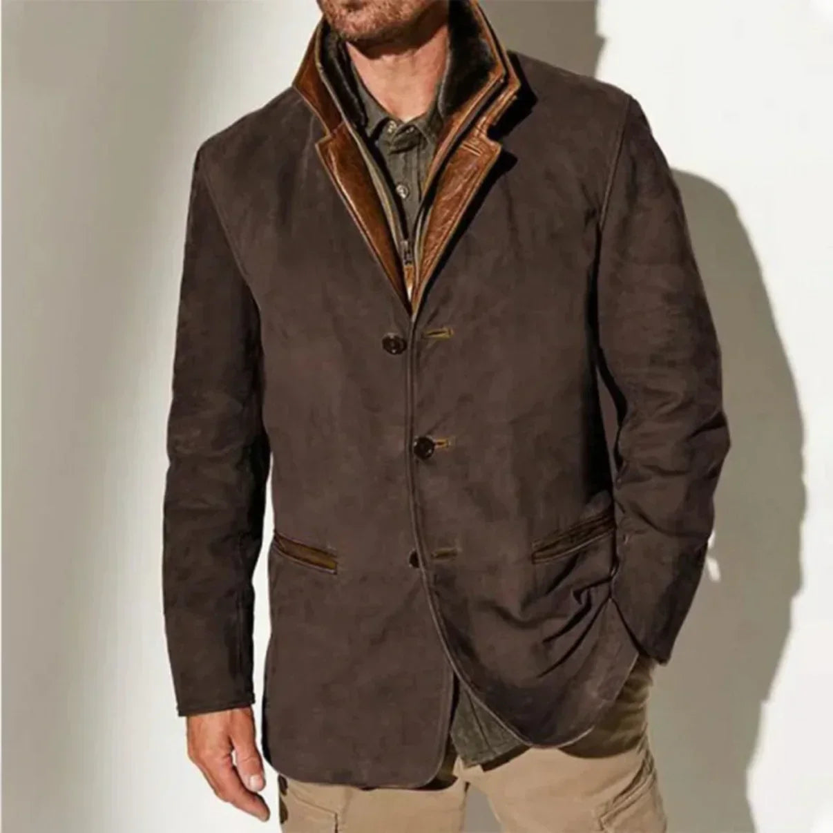 Vintage Jacket | Button-Up | Zip-Up | Men's Jacket-Jacket for Men-Chaps London-Dark brown-S-Chaps London
