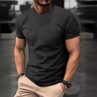 Waffle T-Shirt - Men's Short Sleeve Round Neck-T-shirts-Chaps London-Gray-S-Chaps London