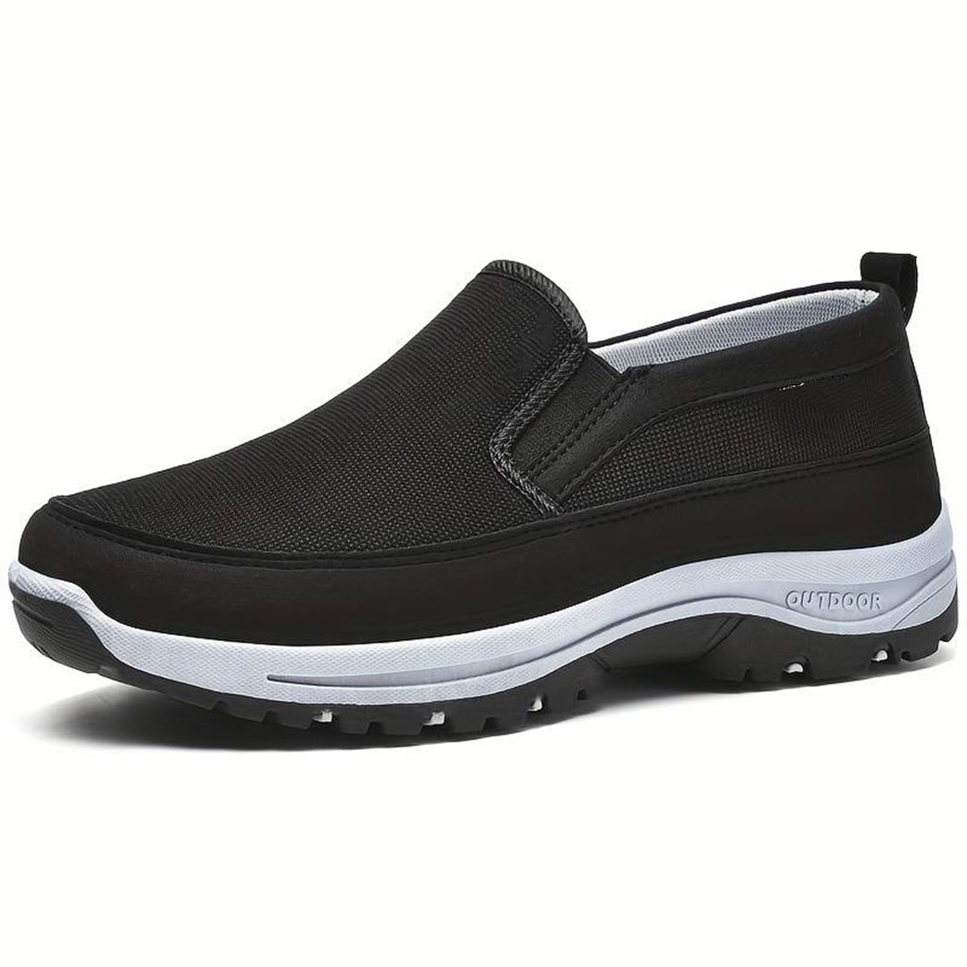 Walking Shoes - Men's Comfortable Thick Sole Slip-On Shoes-Chaps London-Black-38-Chaps London