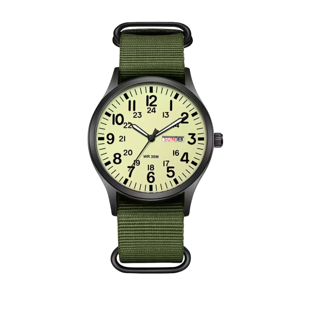 Watch - Men's Military Style Nylon NATO Strap-Watch-Chaps London-Green Luminous-Chaps London