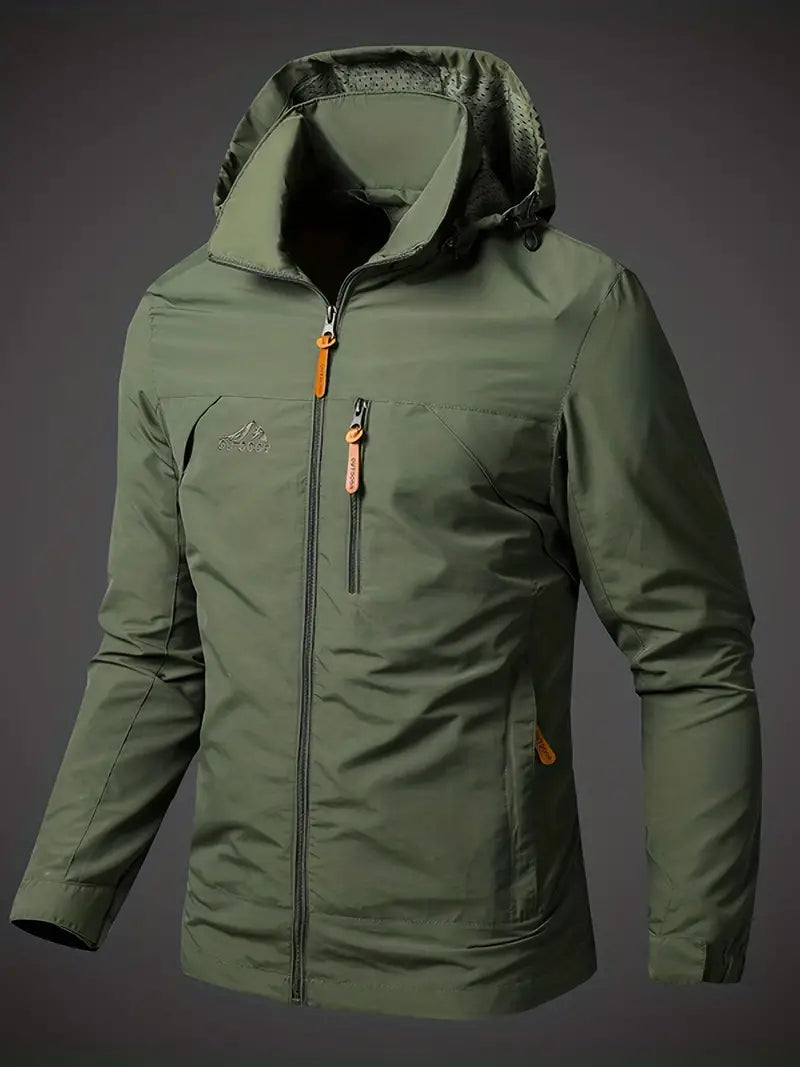 Waterproof Jacket - Hooded Men's Outdoor Windbreaker Jacket-Men's Windbreaker Jacket-Chaps London-Army Green-S-Chaps London