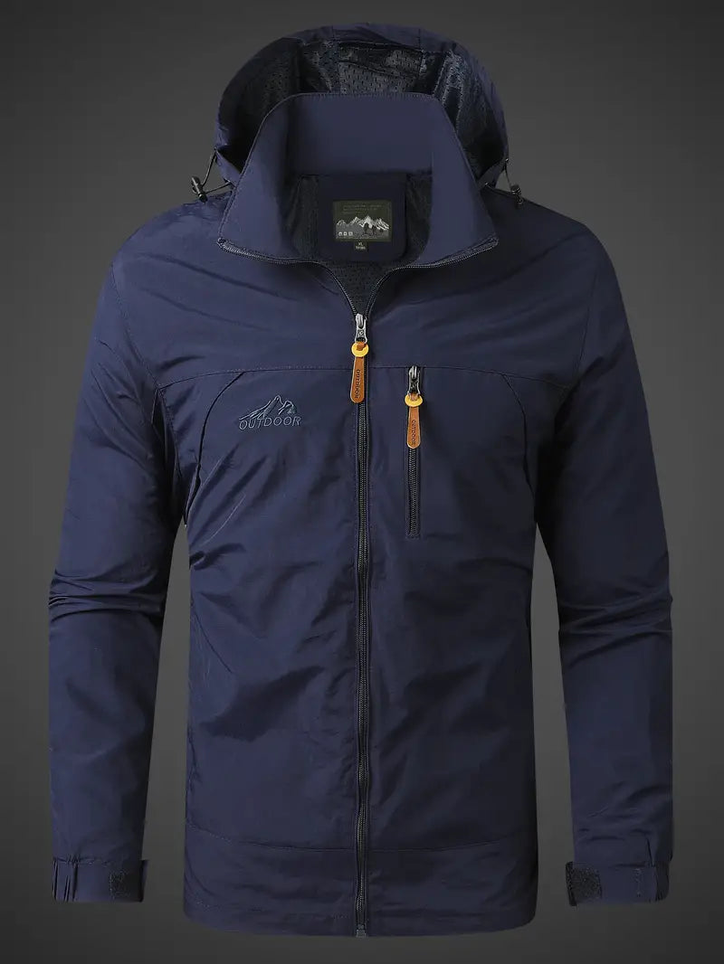 Waterproof Jacket - Hooded Men's Outdoor Windbreaker Jacket-Men's Windbreaker Jacket-Chaps London-Blue-S-Chaps London