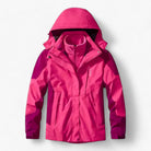 Pink hooded waterproof jacket with inner vest, shown flat, two-tone design | Chaps London