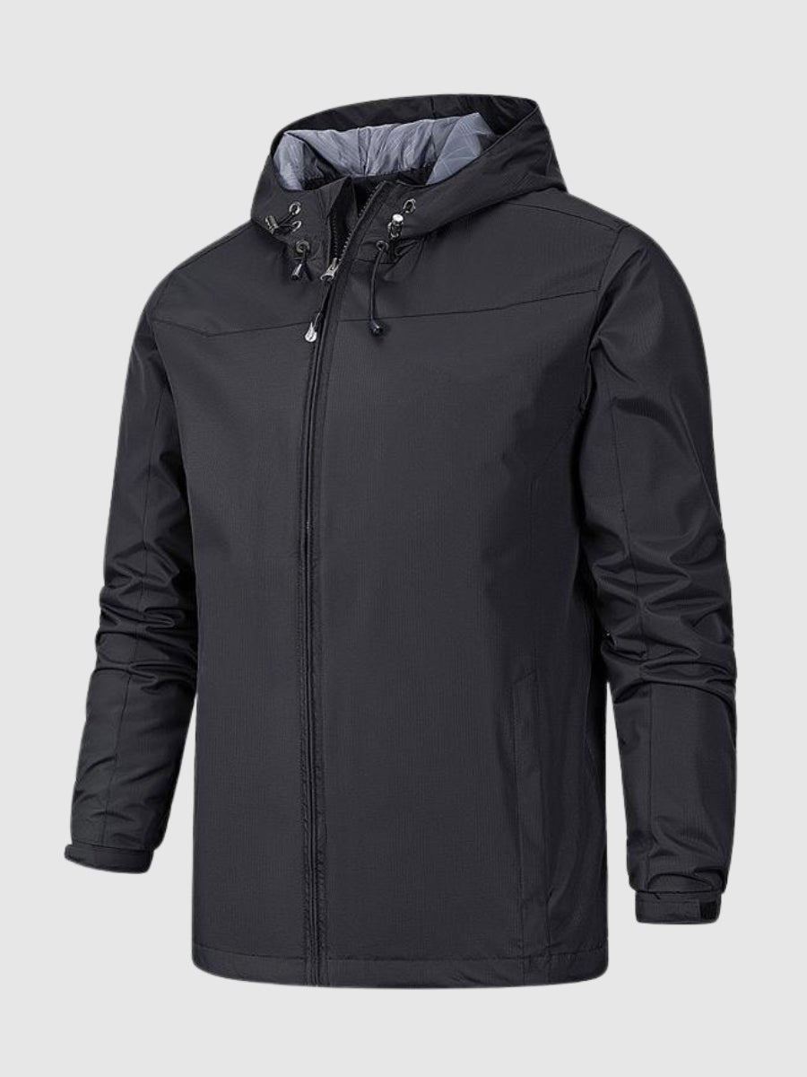 Waterproof Jacket - Men's Hooded Outdoor Windbreaker-Men's Waterproof Windbreaker Jacket-Chaps London-Black-S-Chaps London