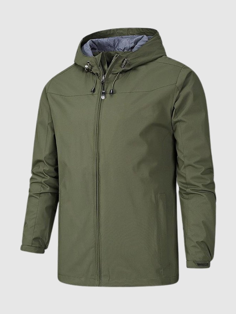 Waterproof Jacket - Men's Hooded Outdoor Windbreaker-Men's Waterproof Windbreaker Jacket-Chaps London-Green-S-Chaps London