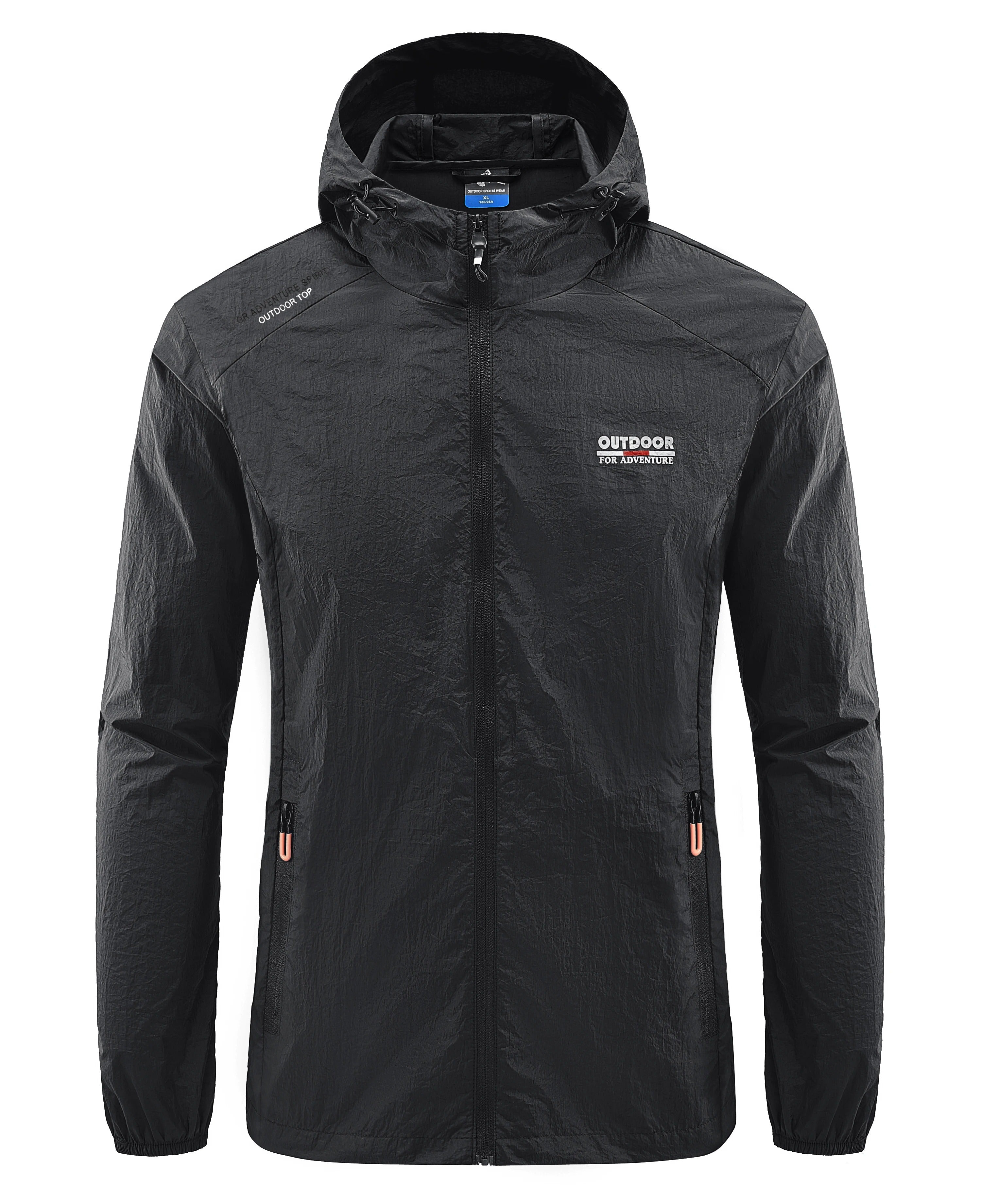 Waterproof Jacket - Men's Lightweight Hooded Windbreaker-Men's Waterproof Running Jacket-Chaps London-Black-M-Chaps London
