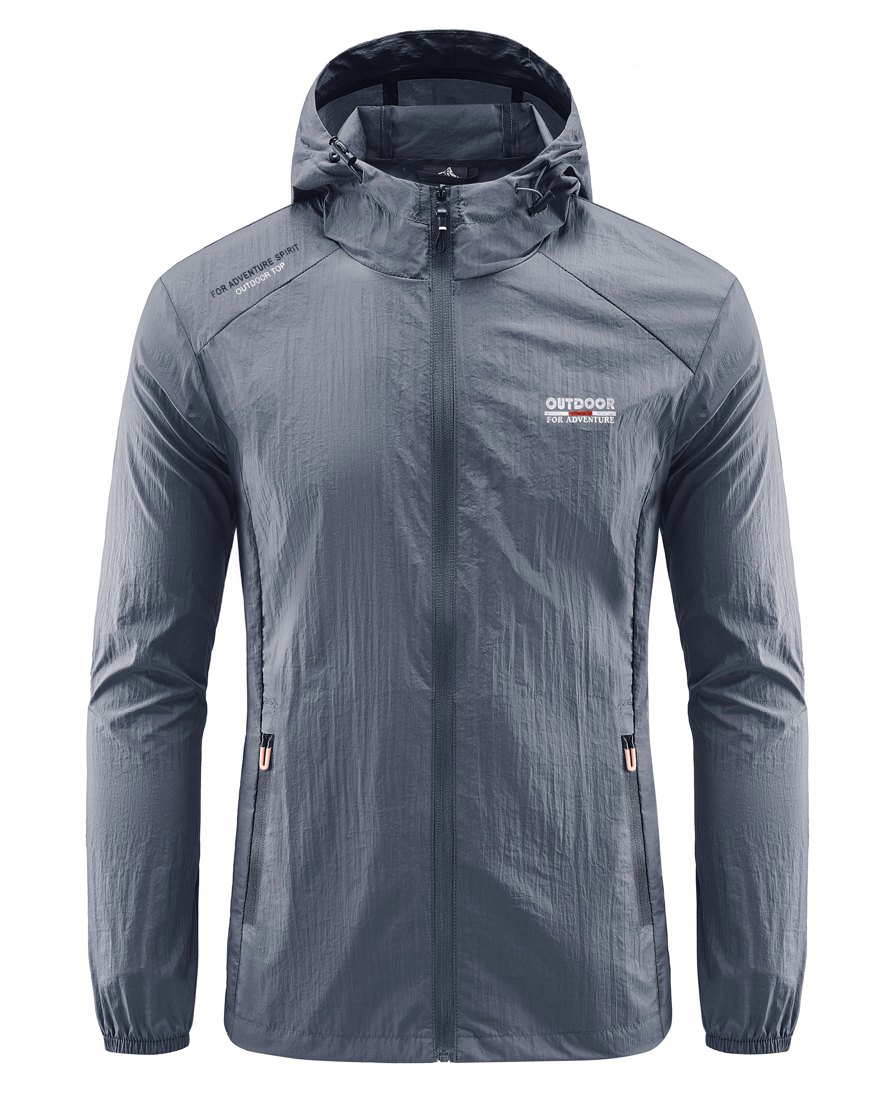 Waterproof Jacket - Men's Lightweight Hooded Windbreaker-Men's Waterproof Running Jacket-Chaps London-Dark Gray-M-Chaps London