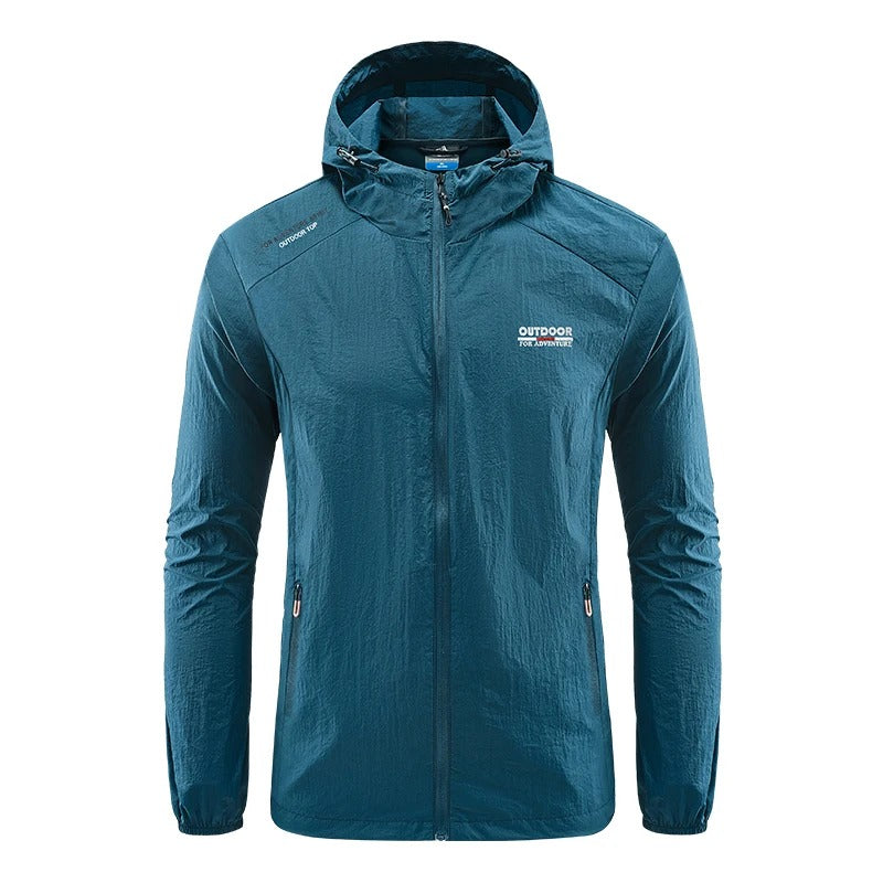 Waterproof Jacket - Men's Lightweight Hooded Windbreaker-Men's Waterproof Running Jacket-Chaps London-Denim Blue-M-Chaps London