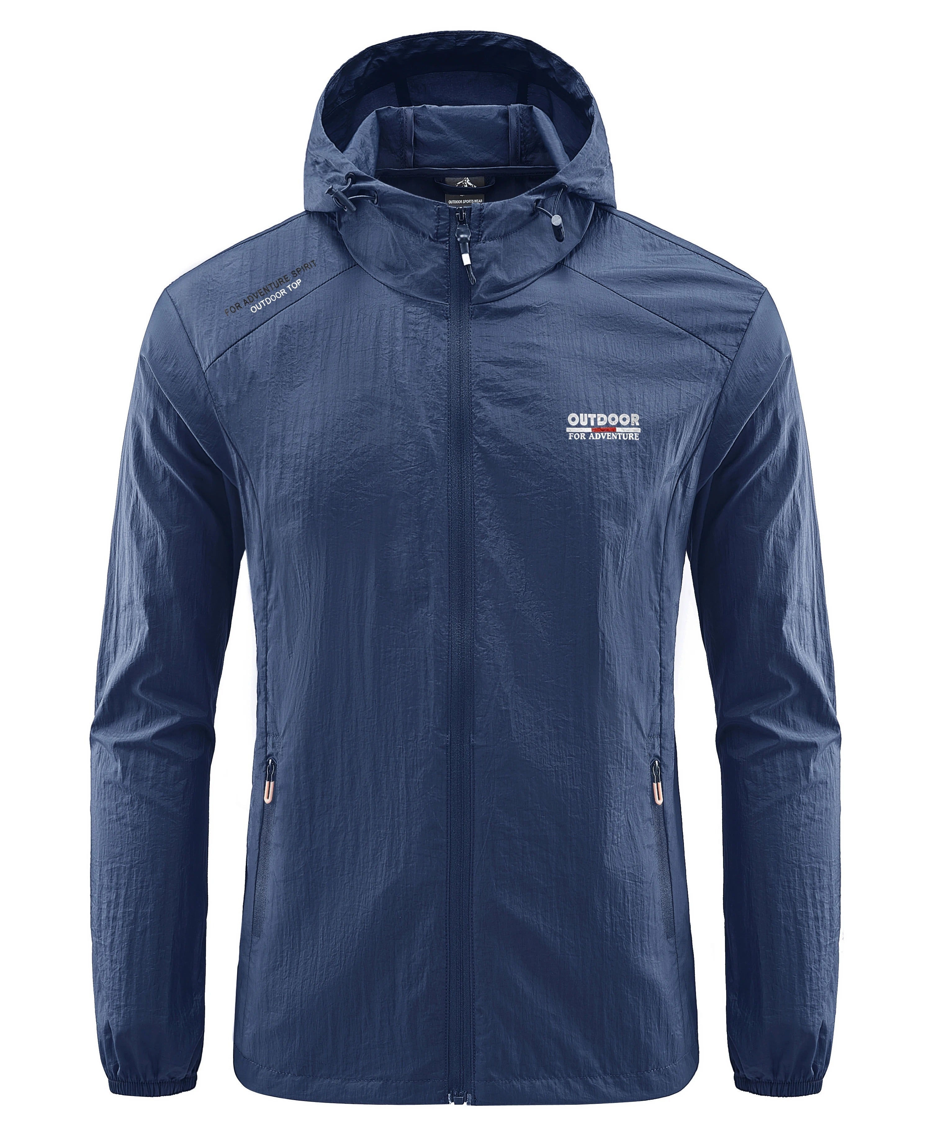 Waterproof Jacket - Men's Lightweight Hooded Windbreaker-Men's Waterproof Running Jacket-Chaps London-Navy Blue-M-Chaps London