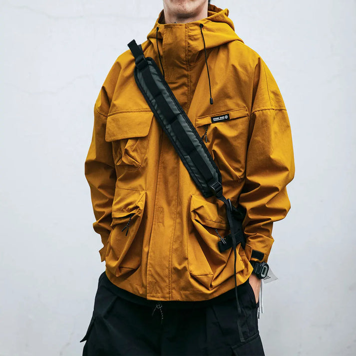 Weatherproof Jacket | Oversized | Hooded | Cargo Jacket | Men's Jacket-Jackets-Chaps London-Orange-M-Chaps London