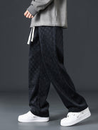 Wide Leg Joggers | Elastic Waist | Plaid | Loose Fit Pants | Men's Joggers-Chaps London-Black-S-Chaps London