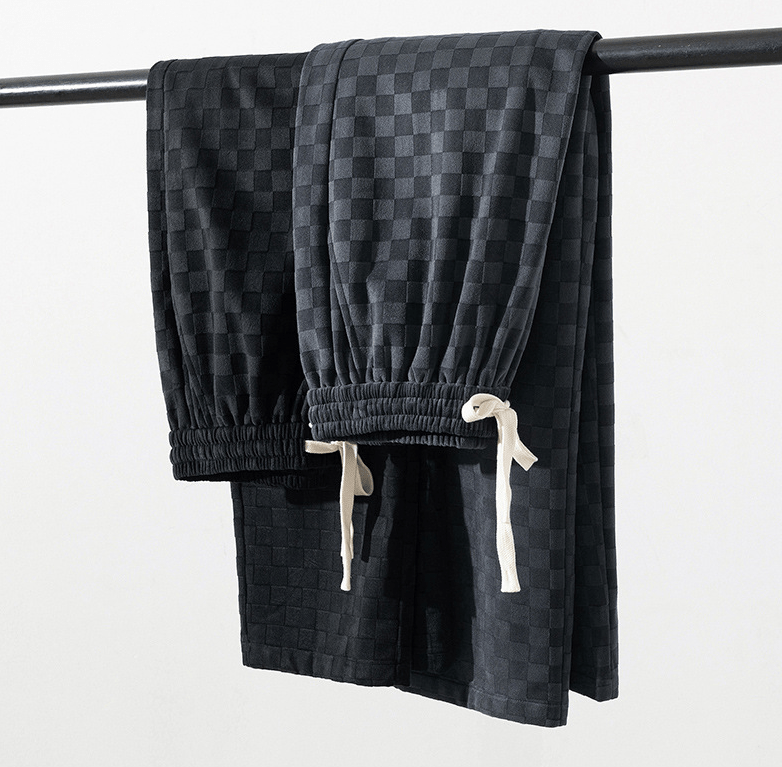 Wide Leg Joggers - Men's Check Elastic Waist-Joggers-Chaps London-Chaps London