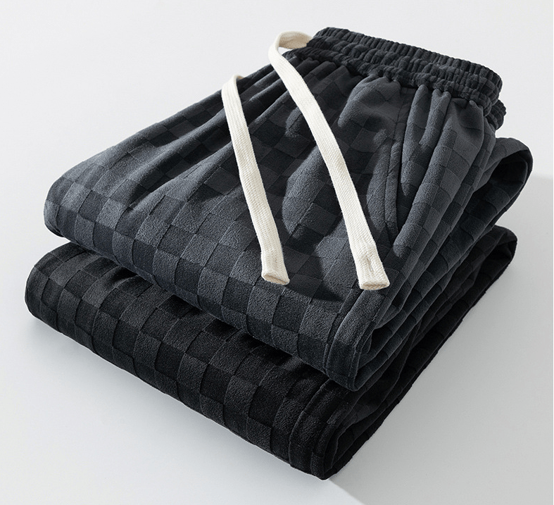 Wide Leg Joggers - Men's Check Elastic Waist-Joggers-Chaps London-Chaps London