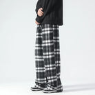 Wide Leg Pants - Plaid - Relaxed Fit - Loose Fit Pants - Men's Pants-Men's long pants-Chaps London-Black-S-Chaps London