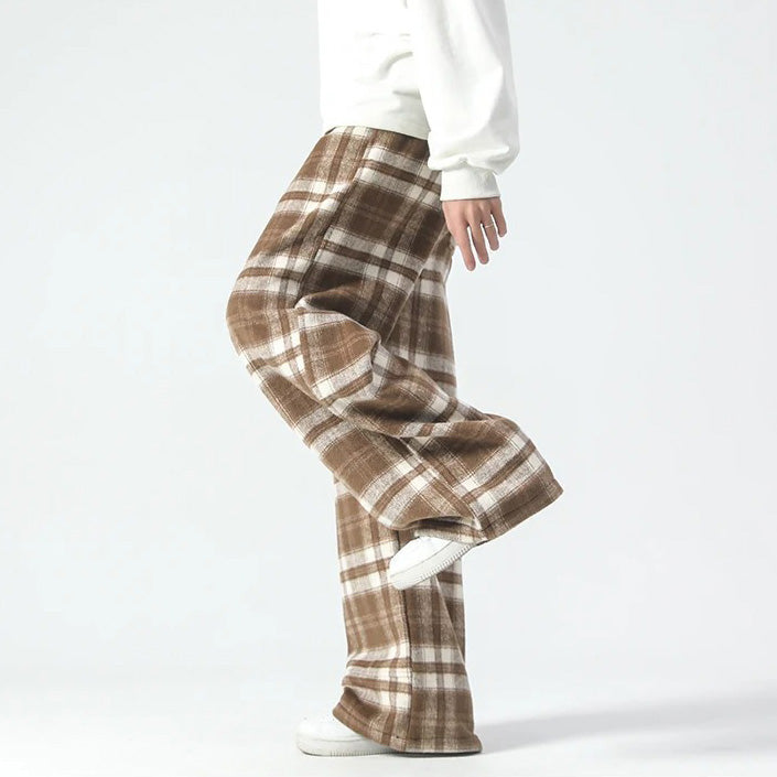 Wide Leg Pants - Plaid - Relaxed Fit - Loose Fit Pants - Men's Pants-Men's long pants-Chaps London-Chaps London