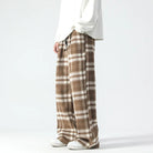 Wide Leg Pants - Plaid - Relaxed Fit - Loose Fit Pants - Men's Pants-Men's long pants-Chaps London-Khaki-S-Chaps London