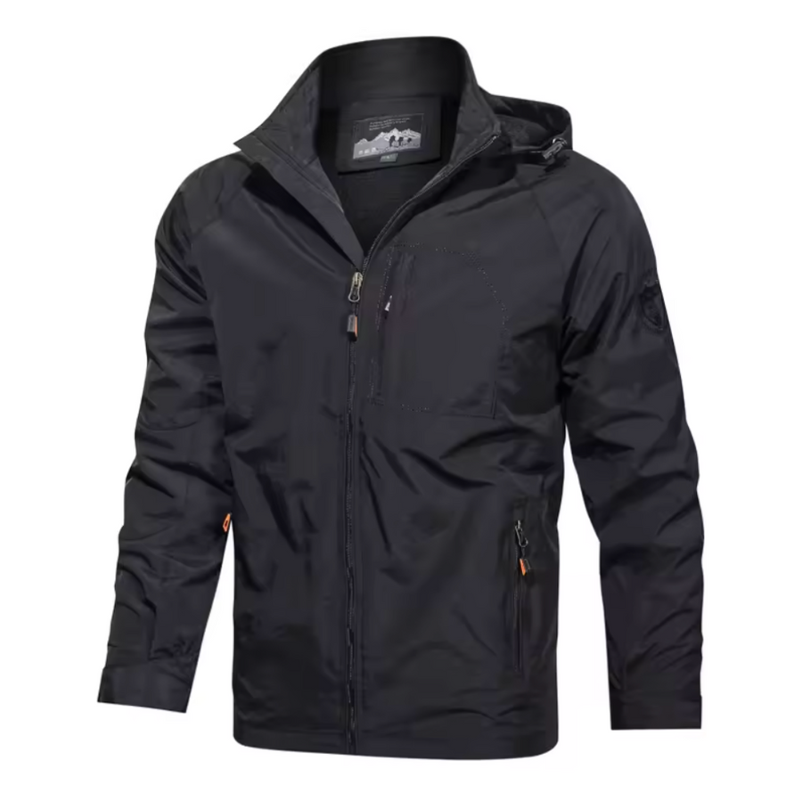 Windbreaker - Hooded Waterproof Men's Outdoor Jacket-Windbreaker Jacket-Chaps London-Black-S-Chaps London