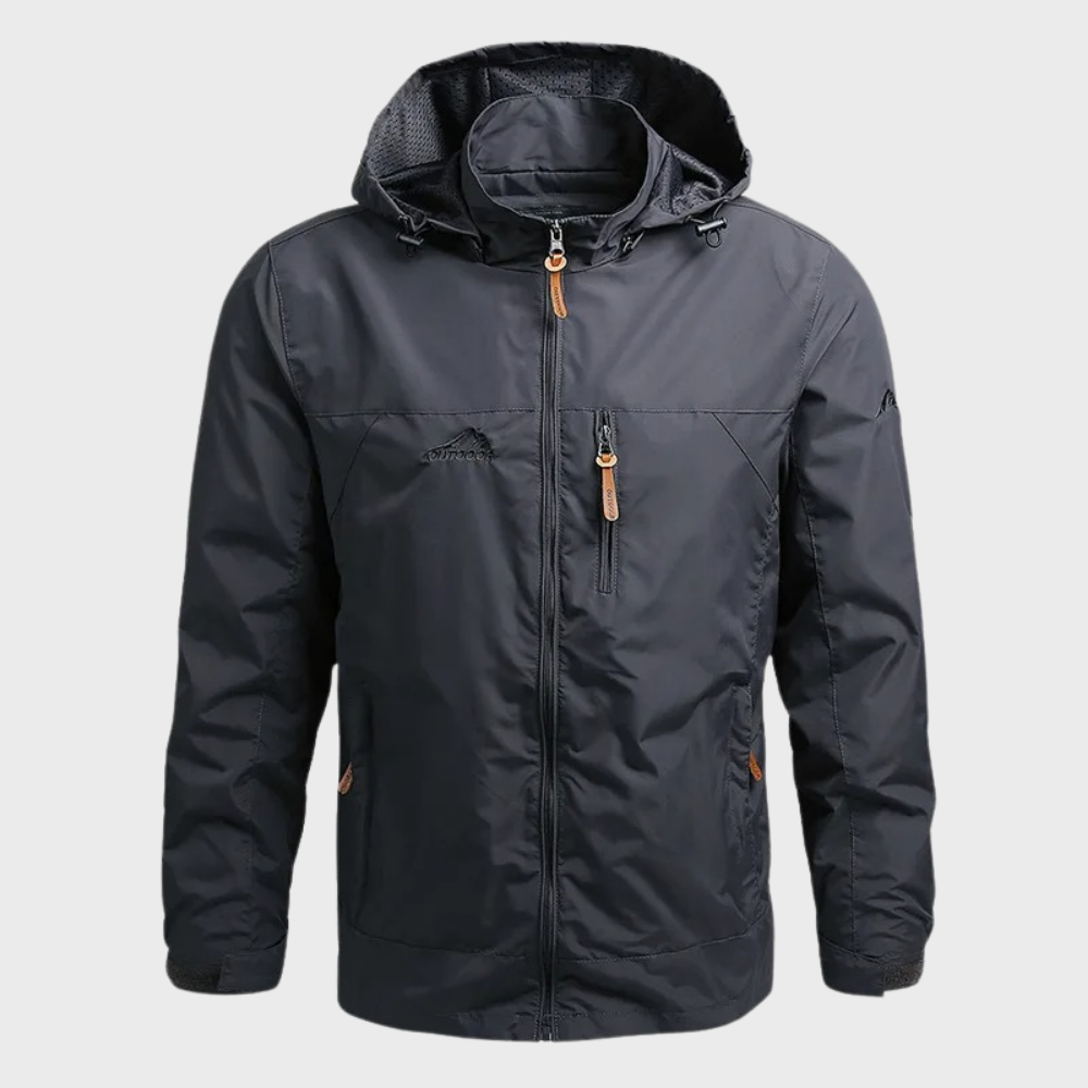 Windbreaker Jacket - Hooded - Outdoor - Waterproof Jacket - Men's Jacket-Windbreakers-Chaps London-Gray-M-Chaps London