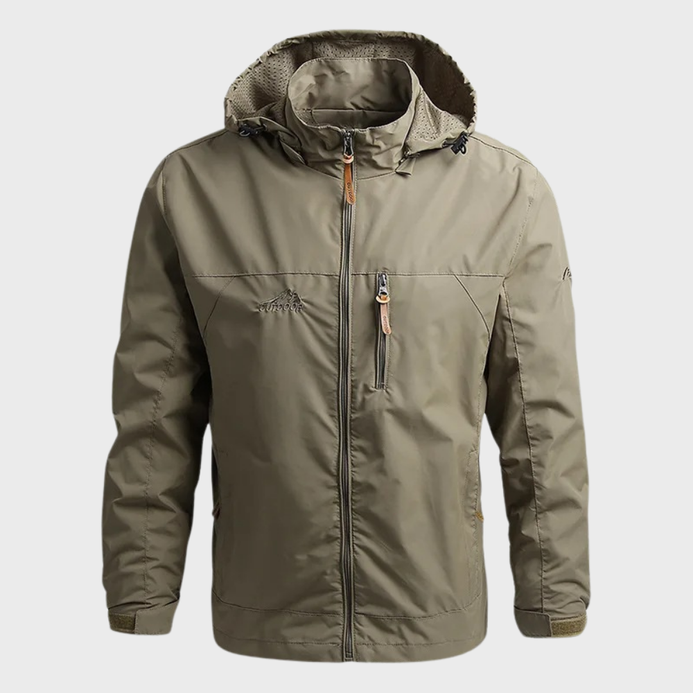 Windbreaker Jacket - Hooded - Outdoor - Waterproof Jacket - Men's Jacket-Windbreakers-Chaps London-Khaki-M-Chaps London
