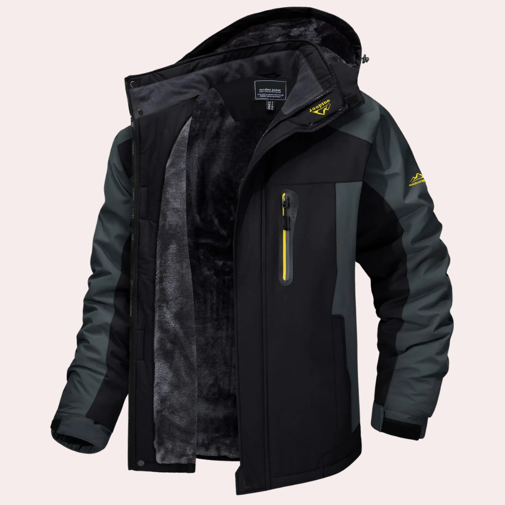Windbreaker Jacket - Men's Waterproof Hooded Outdoor-Fashion Men Jacket Windbreaker Fall-Chaps London-Black Gray-M-Chaps London