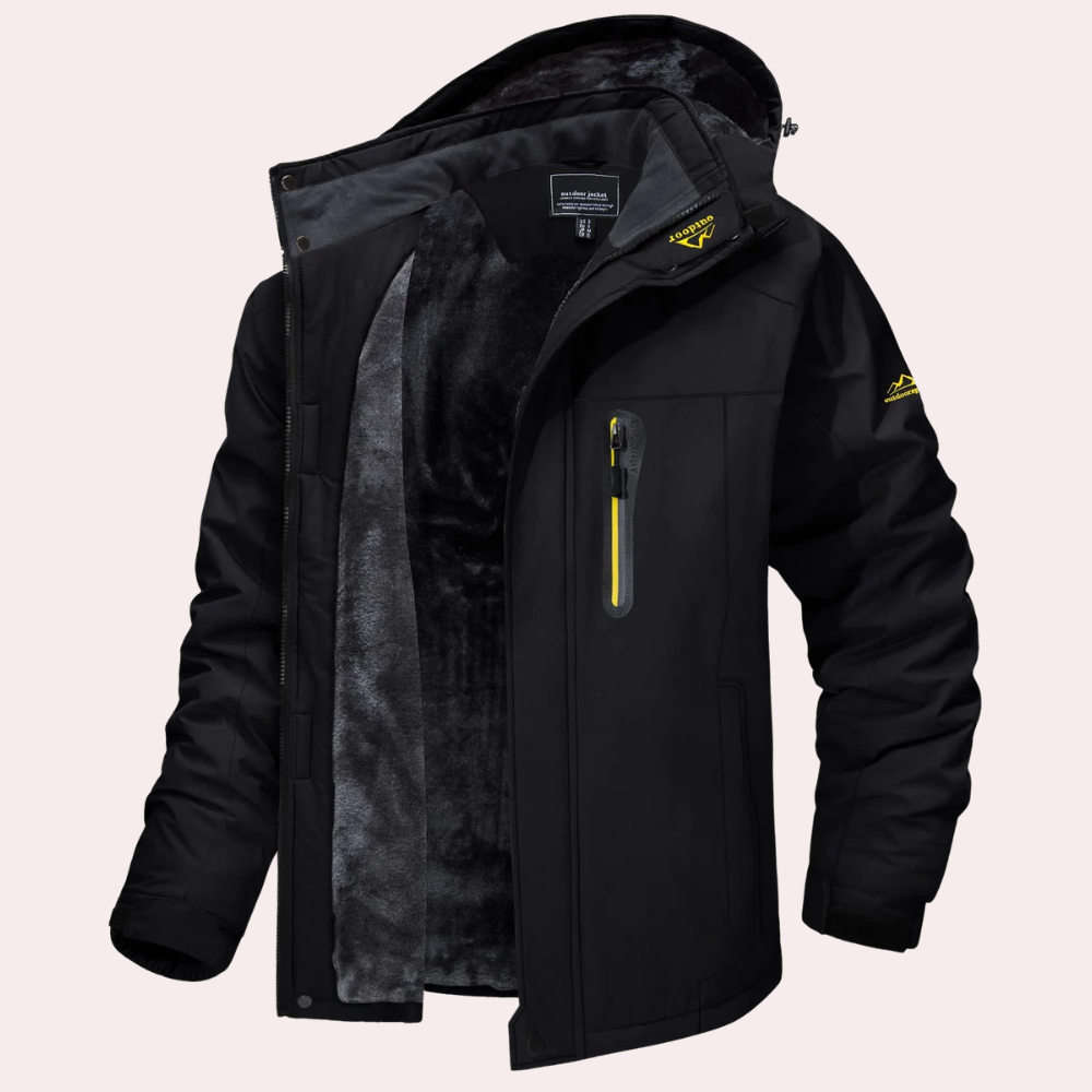 Windbreaker Jacket - Men's Waterproof Hooded Outdoor-Fashion Men Jacket Windbreaker Fall-Chaps London-Black-M-Chaps London