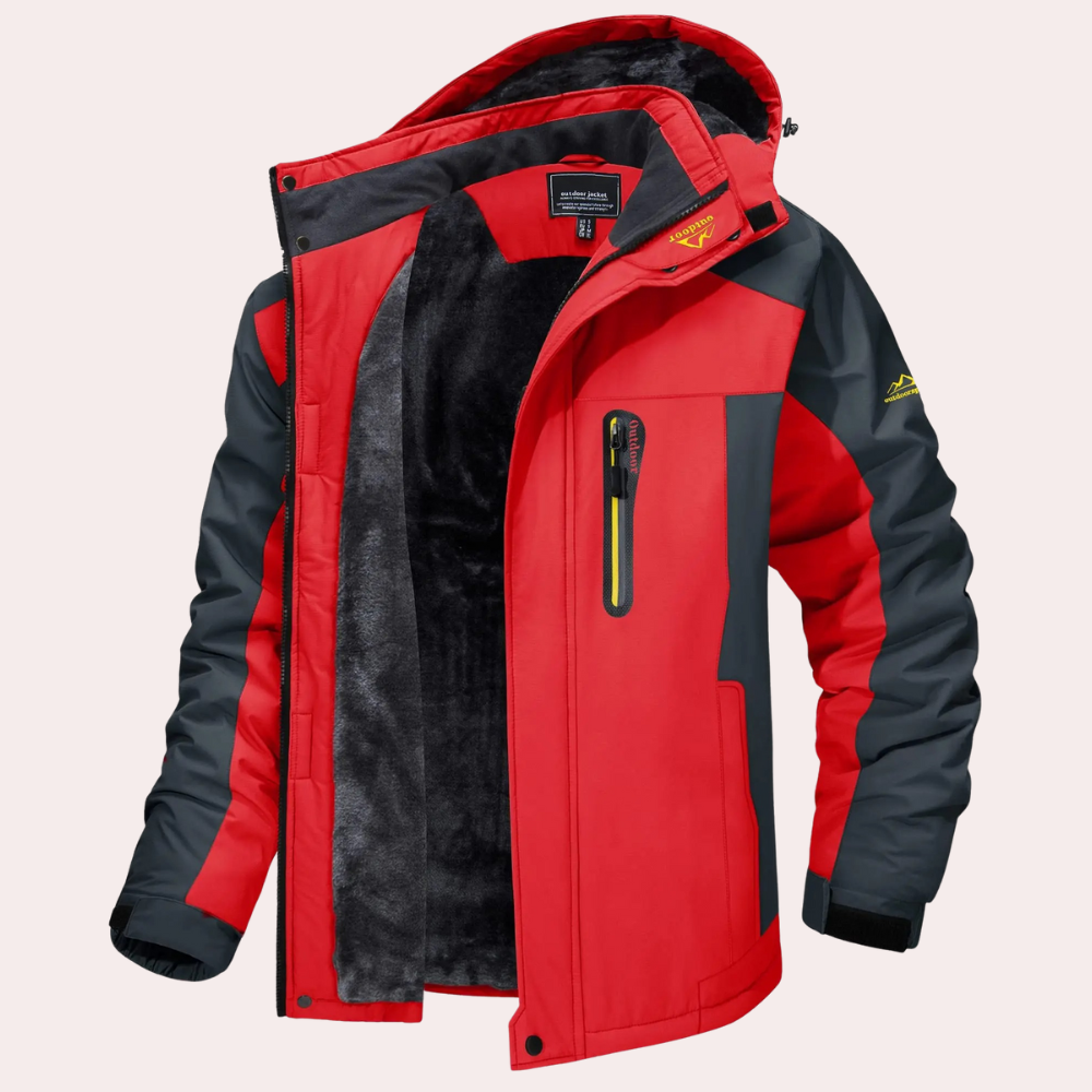 Windbreaker Jacket - Men's Waterproof Hooded Outdoor-Fashion Men Jacket Windbreaker Fall-Chaps London-Red-M-Chaps London