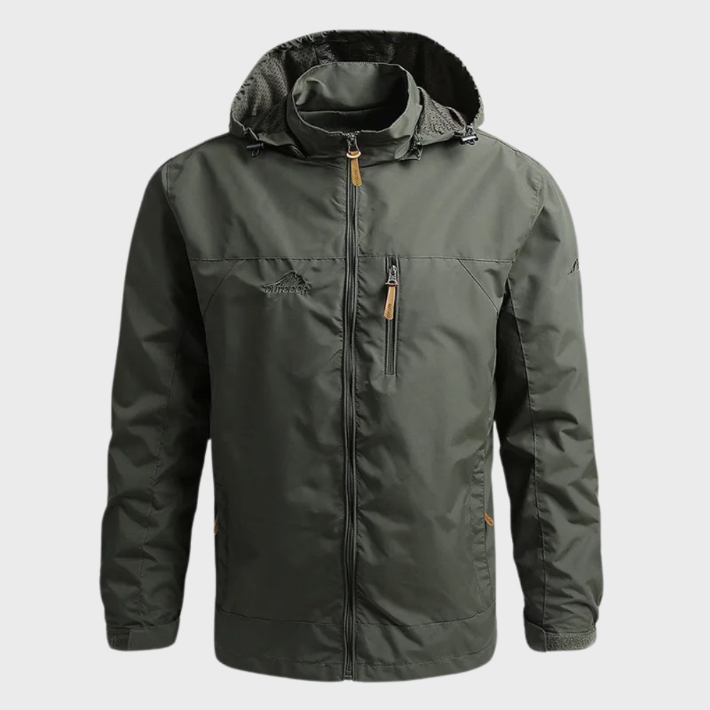 Windbreaker - Waterproof Hooded Men's Parka Jacket-Men's Windbreaker Jacket-Chaps London-Army Green-M-Chaps London