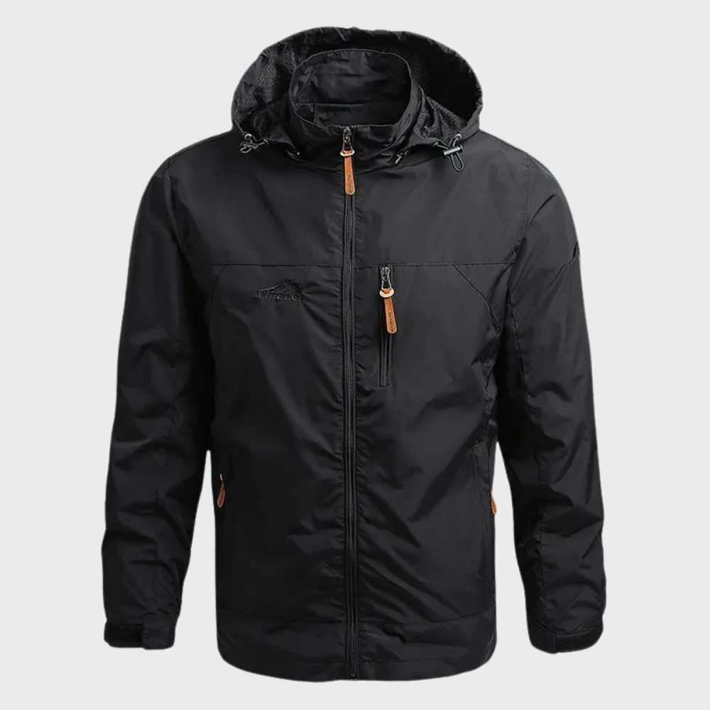 Windbreaker - Waterproof Hooded Men's Parka Jacket-Men's Windbreaker Jacket-Chaps London-Black-M-Chaps London