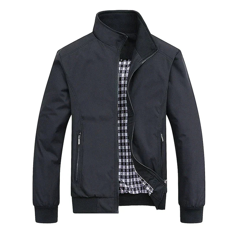 Windproof Jacket | Zip-Up | High Neck | Harrington Jacket | Men's Jacket-Chaps London-Black-XS-Chaps London