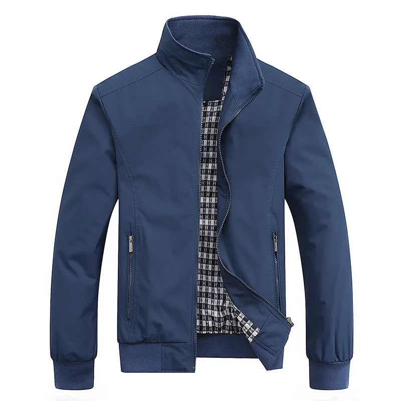 Windproof Jacket | Zip-Up | High Neck | Harrington Jacket | Men's Jacket-Chaps London-Blue-XS-Chaps London