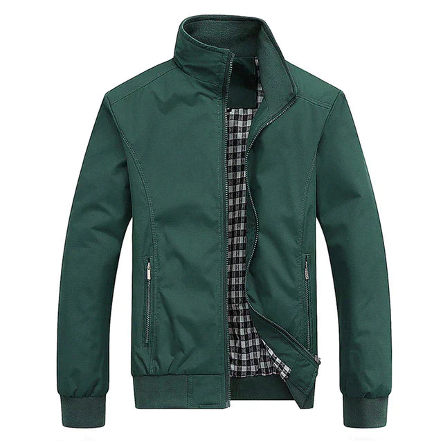 Windproof Jacket | Zip-Up | High Neck | Harrington Jacket | Men's Jacket-Chaps London-Green-XS-Chaps London
