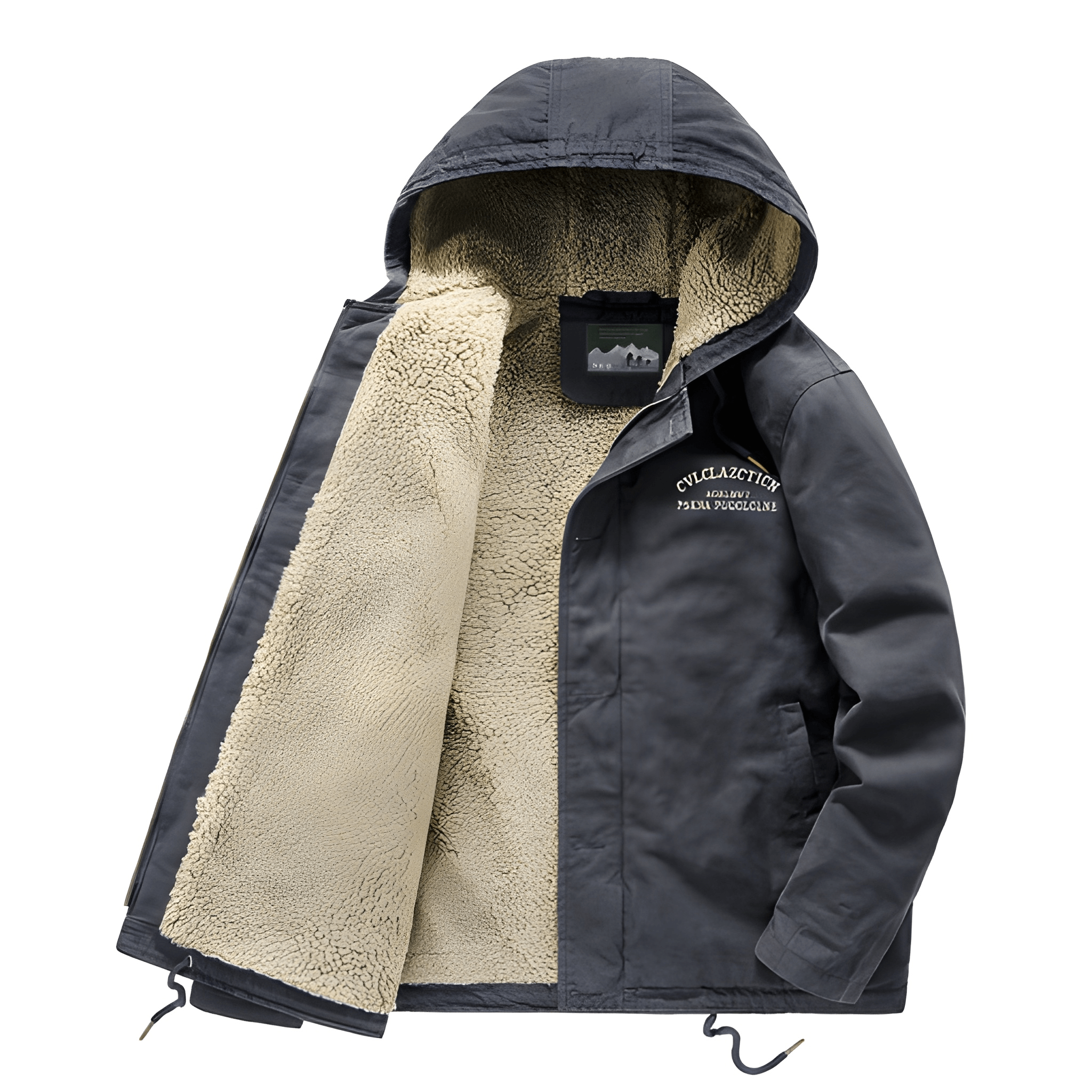 Winter Coat - Men's Hooded Fleece Lined Jacket-Men’s Winter Jacket-Chaps London-Black-Blue-S-Chaps London