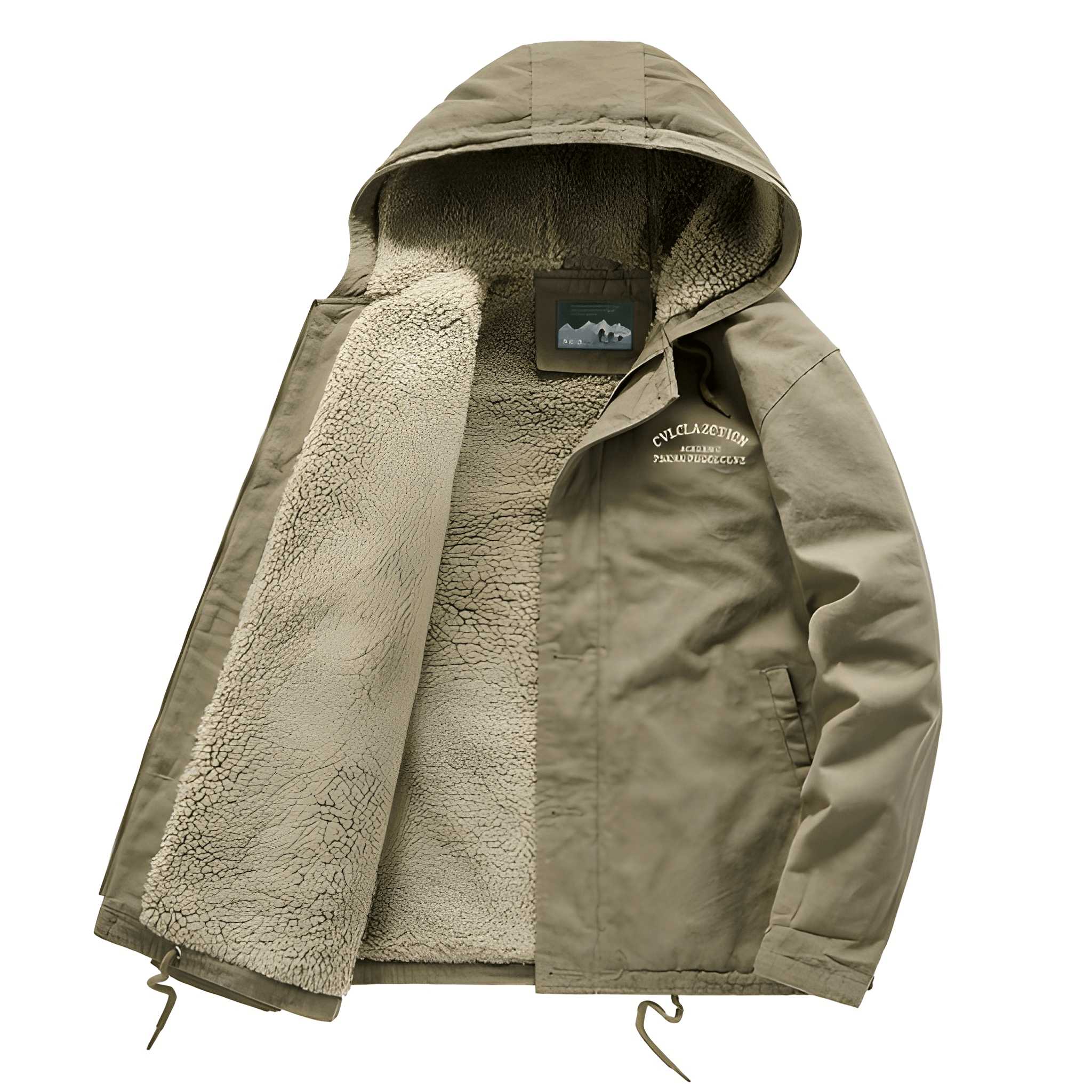 Winter Coat - Men's Hooded Fleece Lined Jacket-Men’s Winter Jacket-Chaps London-Khaki-S-Chaps London