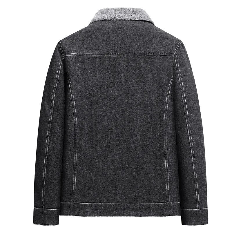 Winter Denim Jacket - Warm - Zip-Up - Fleece Lined Jacket - Men's Jacket-Jackets-Chaps London-Chaps London