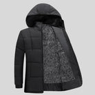 Winter Jacket - Hooded Fur Lined Men's Padded Jacket-Men's Winter Jacket-Chaps London-Black-Gray-XS-Chaps London