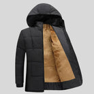 Winter Jacket - Hooded Fur Lined Men's Padded Jacket-Men's Winter Jacket-Chaps London-Black-Khaki-XS-Chaps London